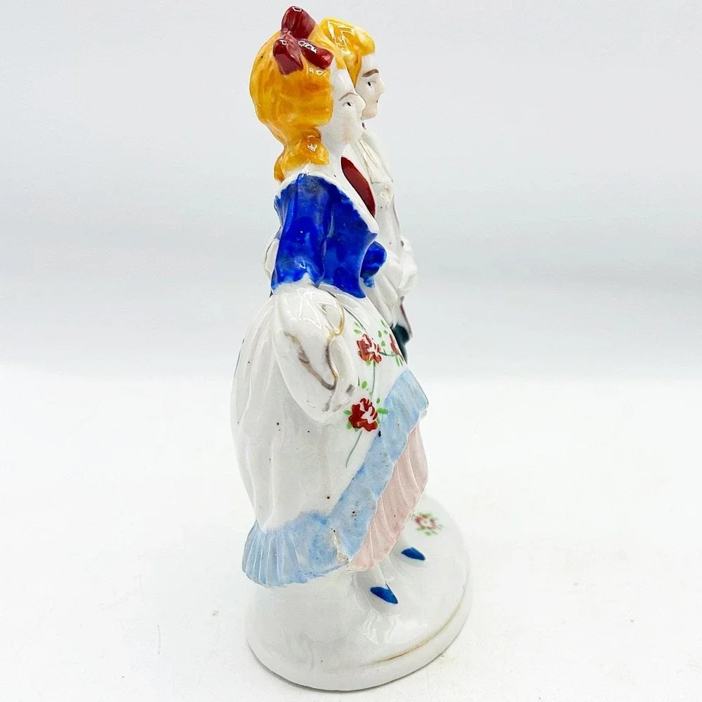 Occupied Japan Victorian Couple With Gold Accents Figurine Vintage